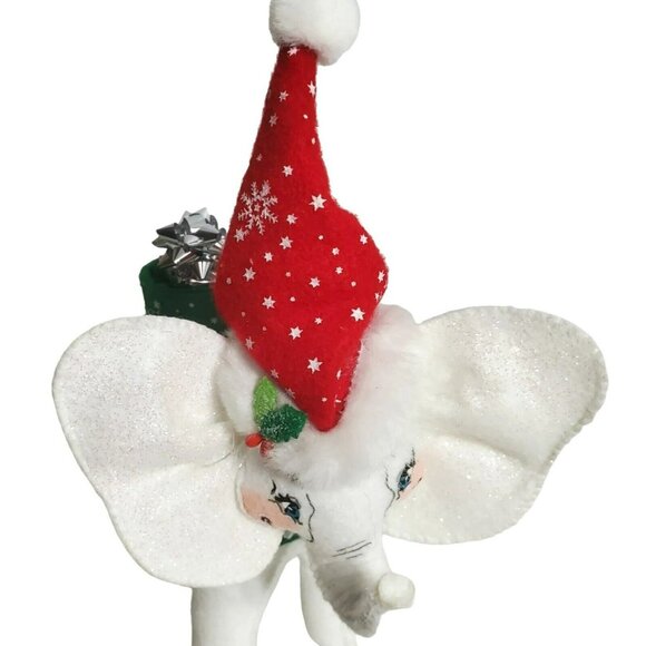 Annalee White Christmas Elephant Snowflake Hat Saddle Gift Basket 8” Retired 07 - Picture 9 of 15